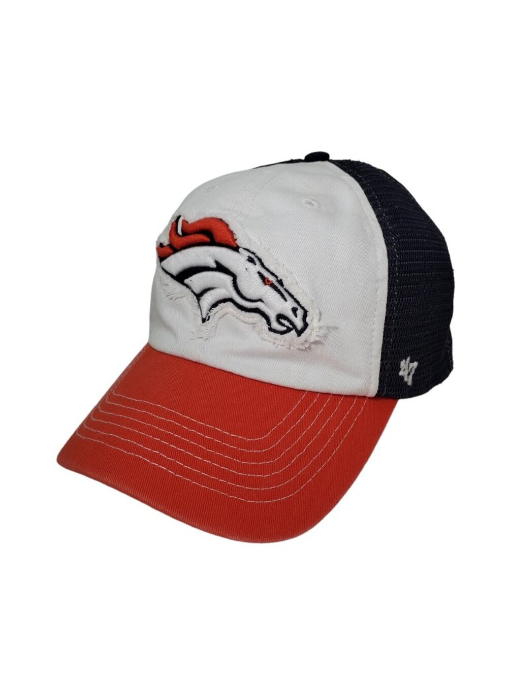 Denver Broncos Forty-Seven 47 Brand Trucker Hat Stretch Fit Distressed Cap